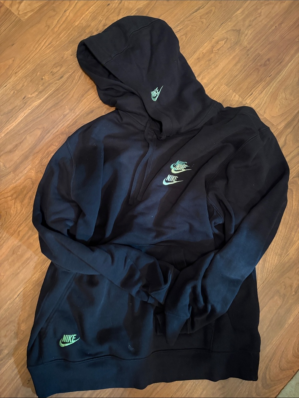Nike Black Hoodie with Mint Green Swoosh Logos